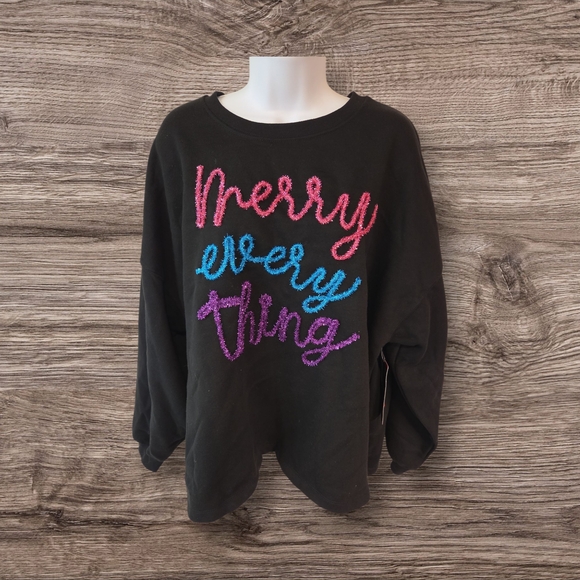 Tops - Ladies Black Merry Everything Sweatshirt Size XL